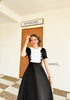 ORANGE JUICE Lace Decor Peter Pan Collar A-Line Midi Dress